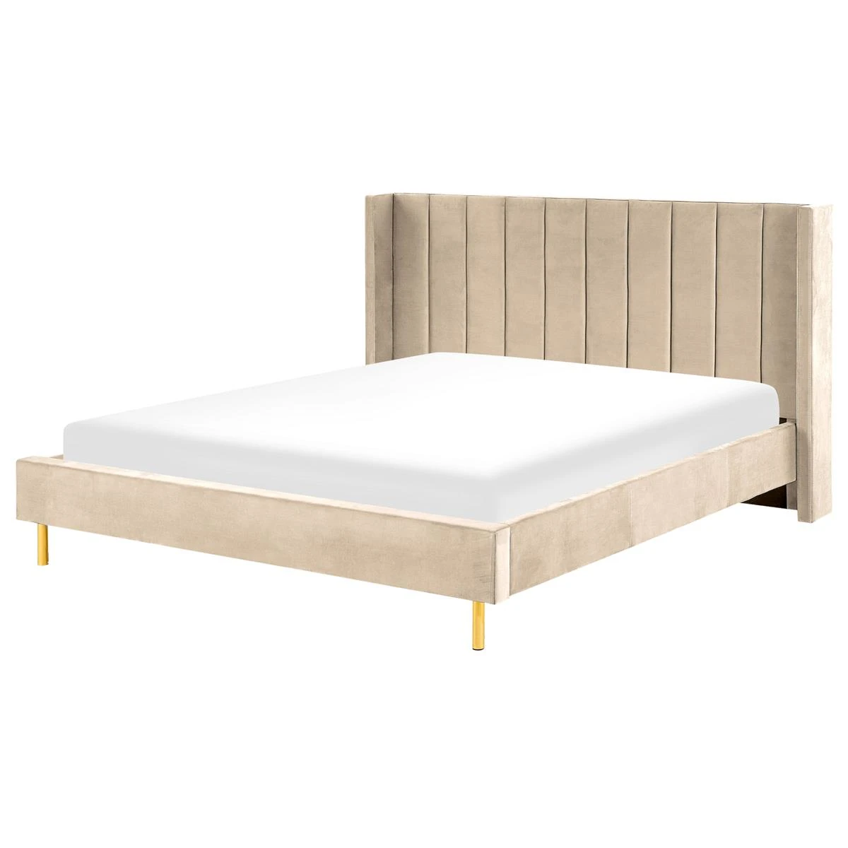 Beliani - VILLETTE - Tweepersoonsbed - Beige - 180 X 200 Cm - Fluweel