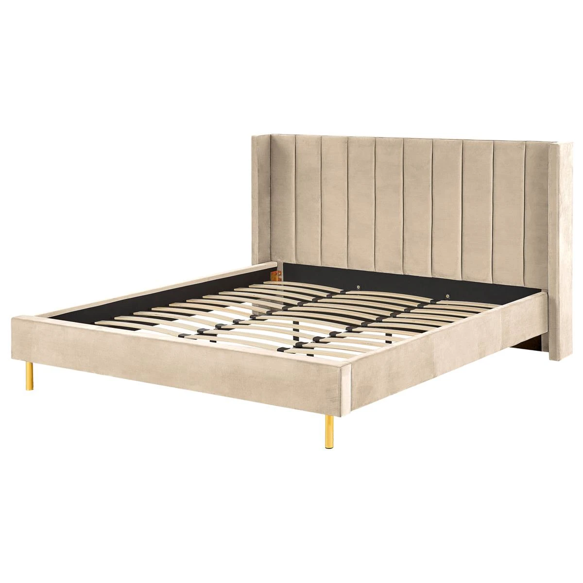 Beliani - VILLETTE - Tweepersoonsbed - Beige - 180 X 200 Cm - Fluweel - Afbeelding 5
