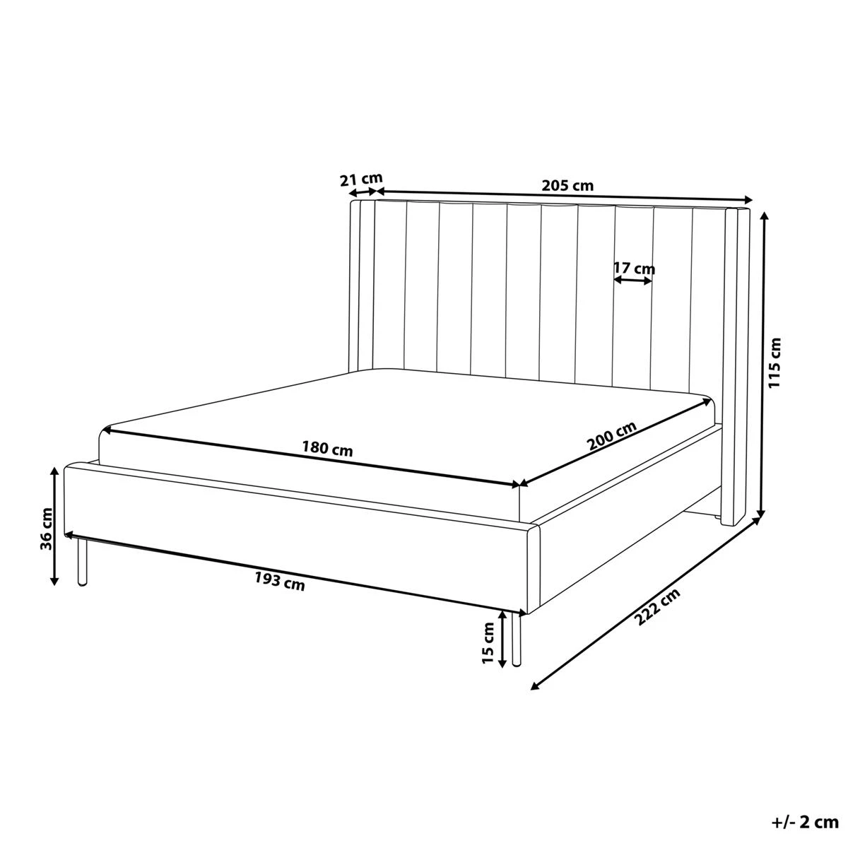 Beliani - VILLETTE - Tweepersoonsbed - Beige - 180 X 200 Cm - Fluweel - Afbeelding 10