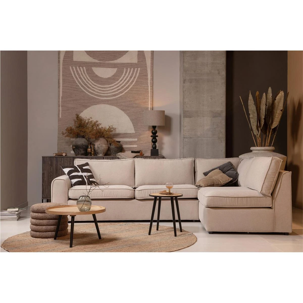 WOOOD Hoekbank Rechts Freek - Warm Beige - Afbeelding 3