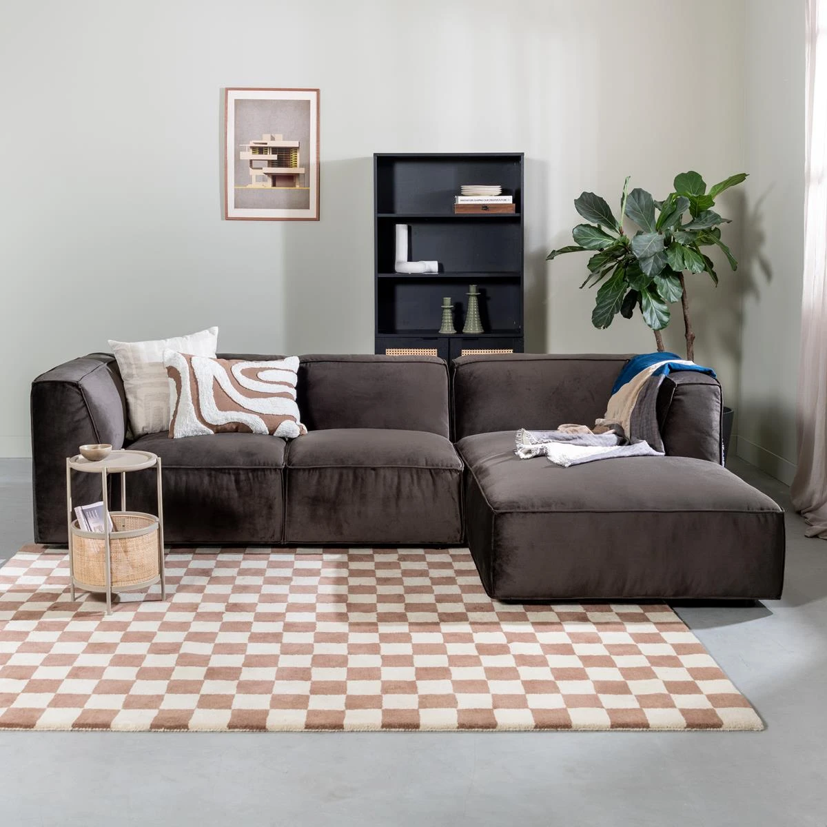 By FonQ Brick Chaise Longue Bank Rechts - Donkerbruin - Afbeelding 2