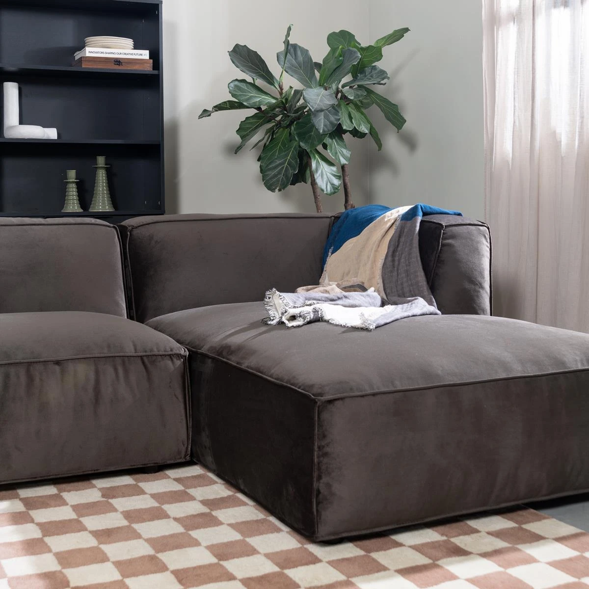 By FonQ Brick Chaise Longue Bank Rechts - Donkerbruin - Afbeelding 3