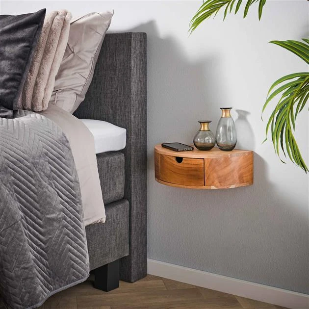 Hoyz - Nachtkastje 1L Curve - Massief Acacia Naturel - Afbeelding 3