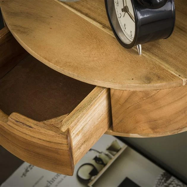 Hoyz - Nachtkastje 1L Curve - Massief Acacia Naturel - Afbeelding 5