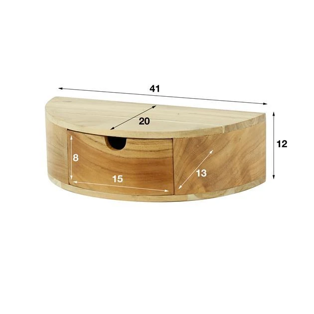 Hoyz - Nachtkastje 1L Curve - Massief Acacia Naturel - Afbeelding 7