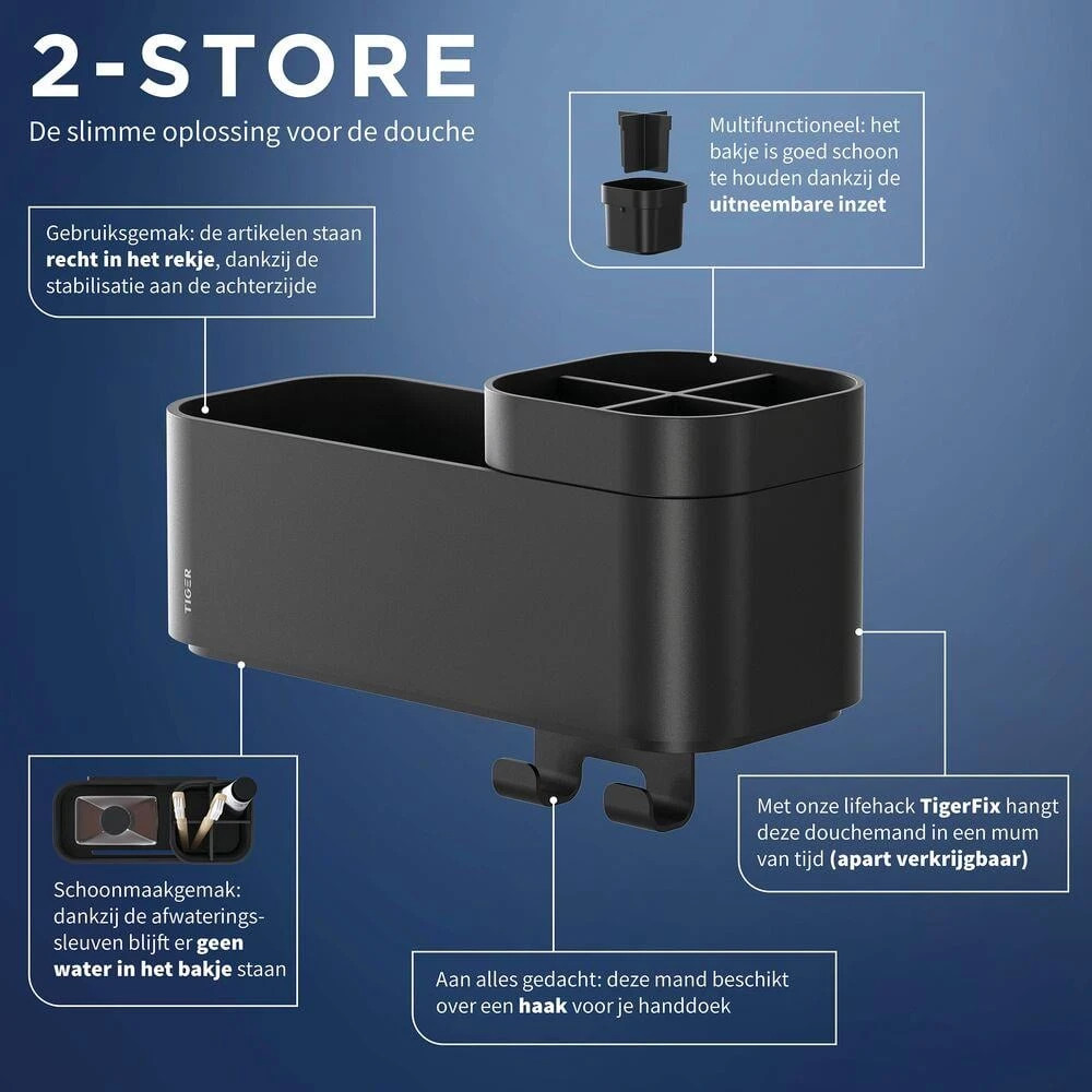 Tiger 2-Store Badkameropberger - Zwart - Afbeelding 9