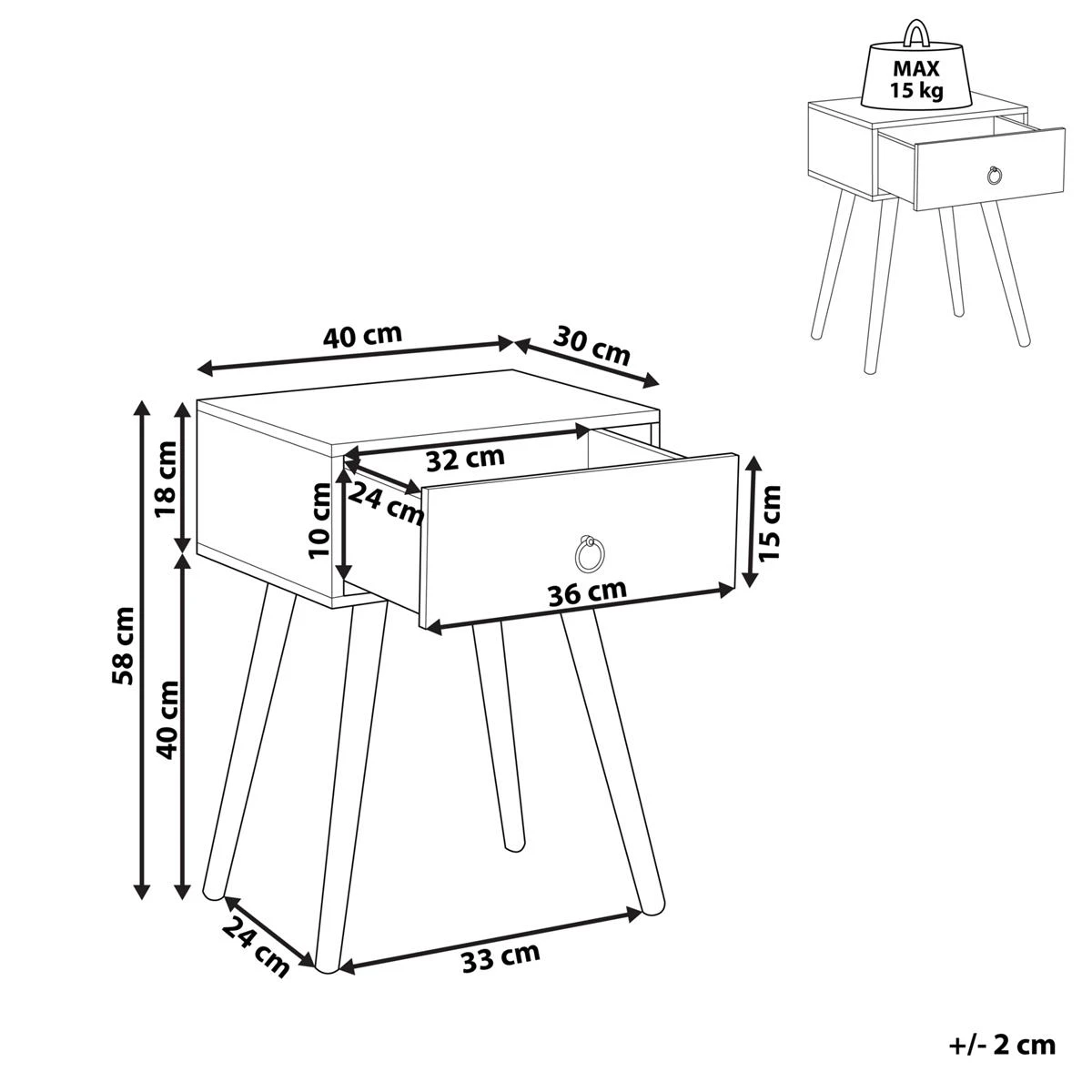 Beliani - BATLEY - Nachtkastje - Donkerhout - Vezelplaat - Afbeelding 9