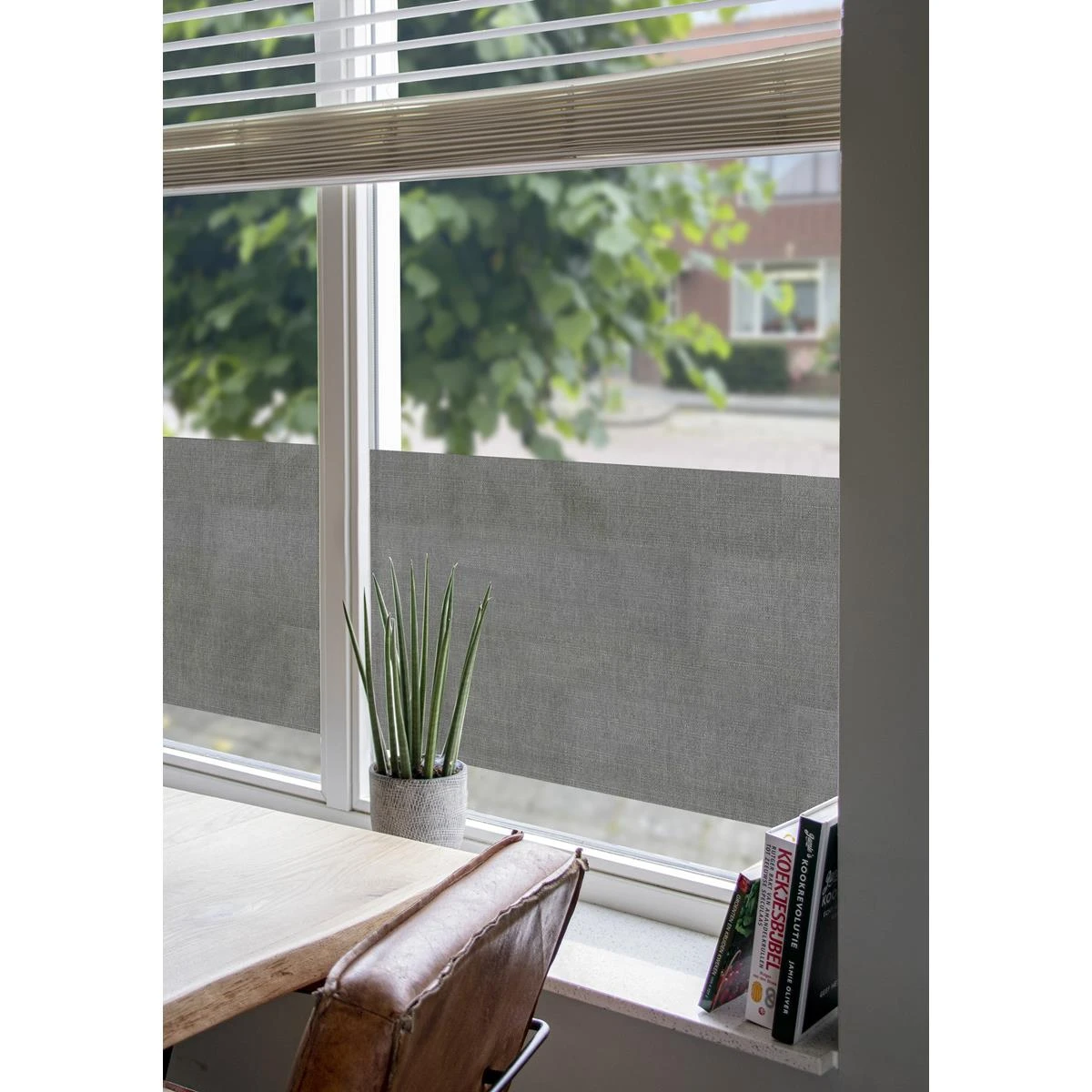 Art For The Home | Zelfklevende Textiel Raamfolie - Anthraciet - - Afbeelding 3