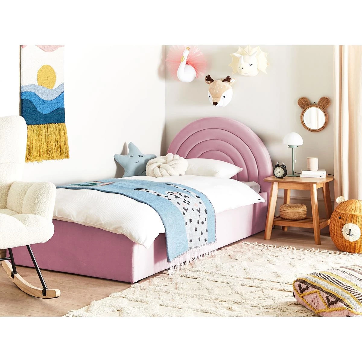 Beliani - ANET - Bed Met Opbergruimte - Roze - 90 X 200 Cm - Fluweel - Afbeelding 2