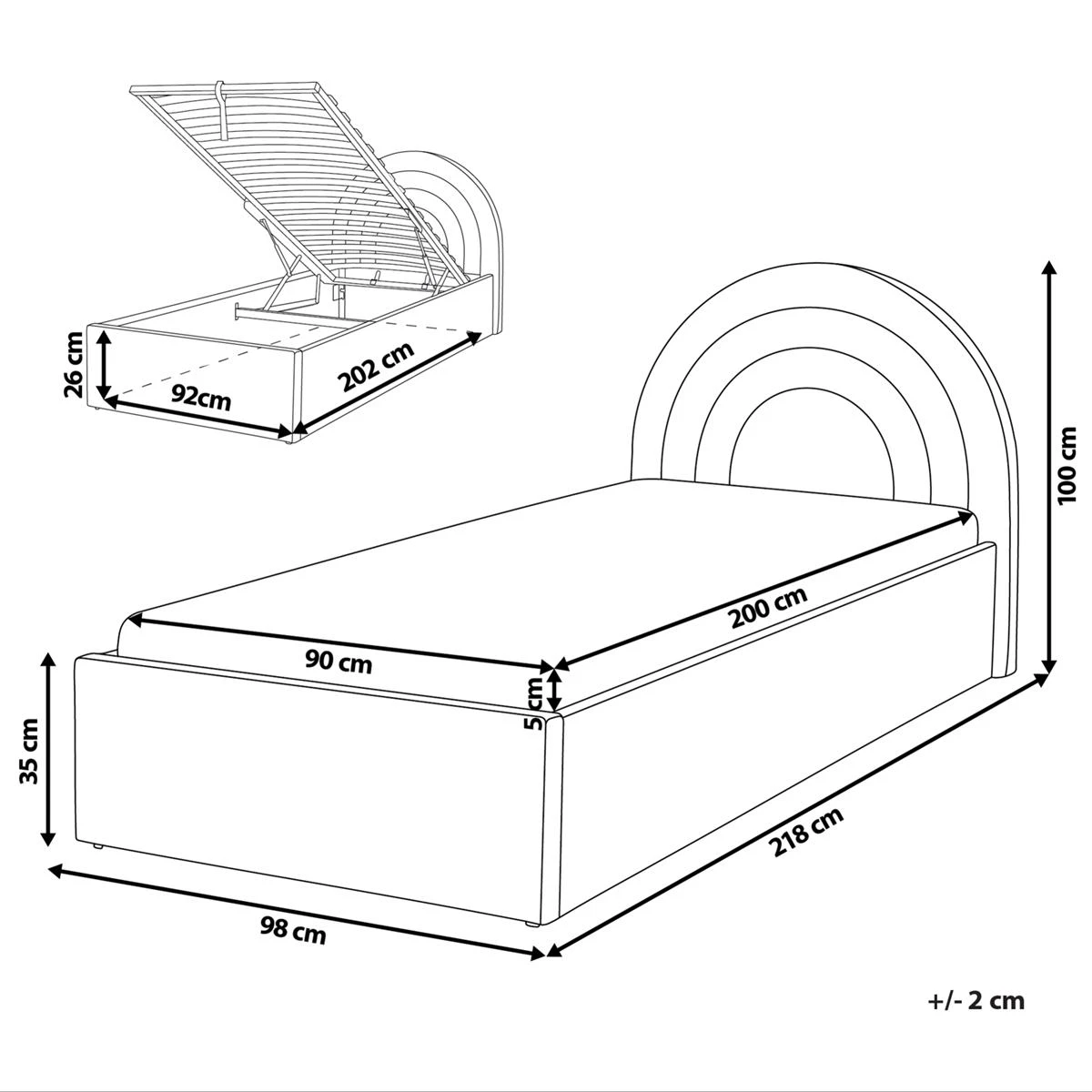 Beliani - ANET - Bed Met Opbergruimte - Roze - 90 X 200 Cm - Fluweel - Afbeelding 11
