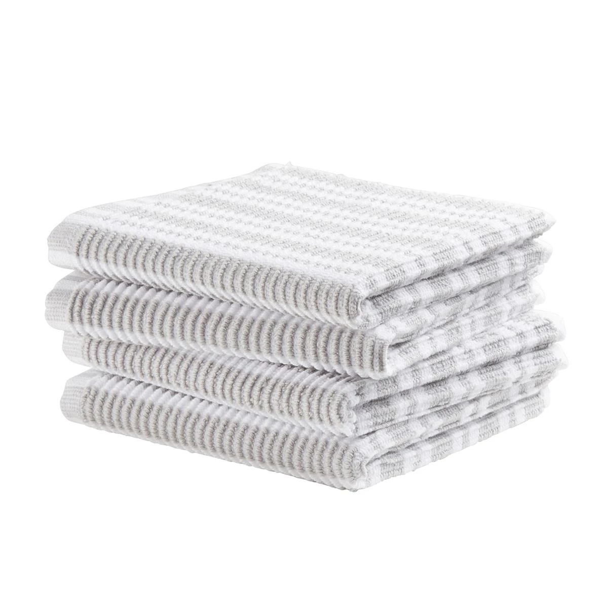 DDDDD Vaatdoek Basic Clean - 30x30cm - Lichtgrijs Gestreept - 4 Stuks - Afbeelding 4
