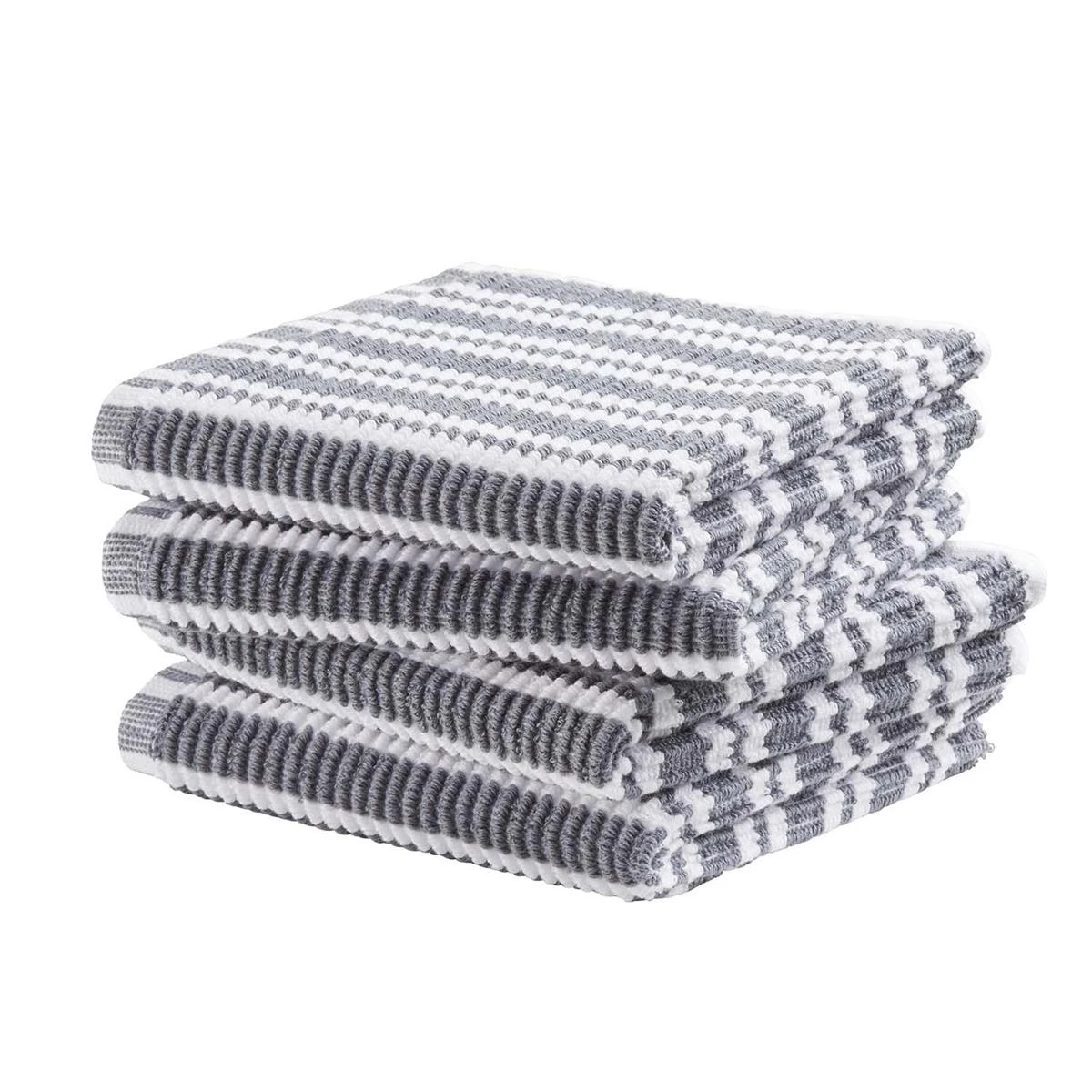 DDDDD Vaatdoek Basic Clean - 30x30cm - Grijs Gestreept - 4 Stuks - Afbeelding 4