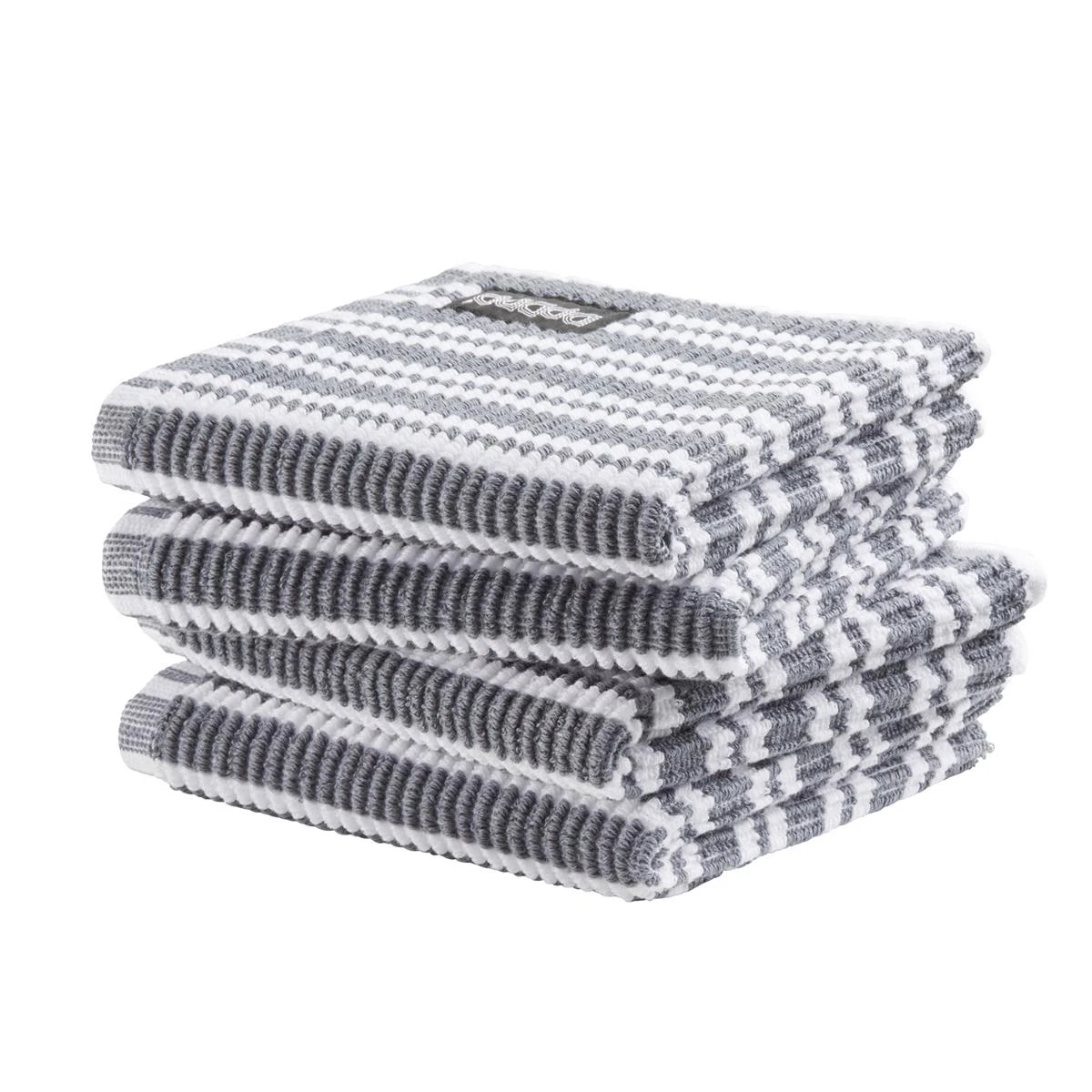 DDDDD Vaatdoek Basic Clean - 30x30cm - Grijs Gestreept - 4 Stuks - Afbeelding 3