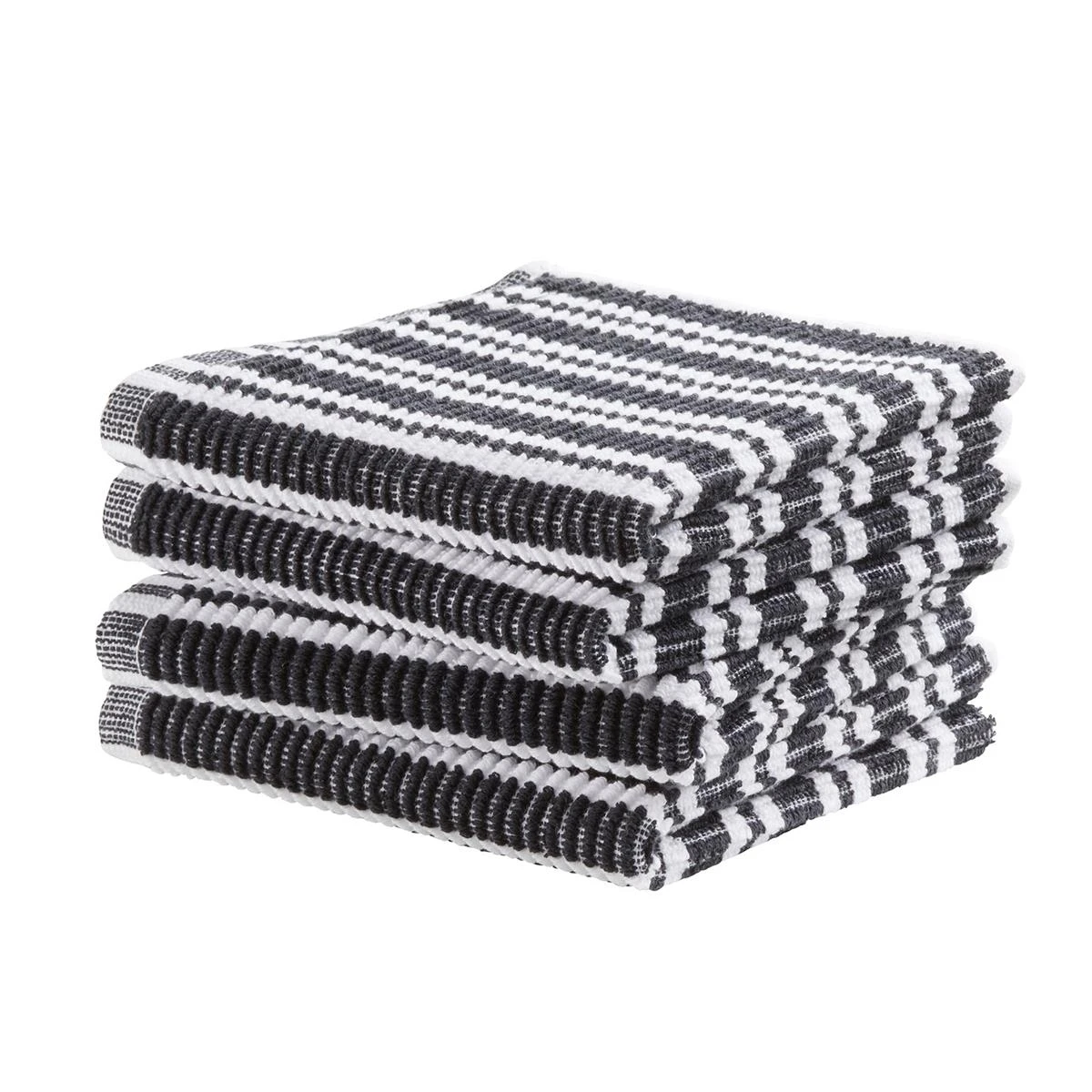 DDDDD Vaatdoek Basic Clean - 30x30cm - Zwart Gestreept - 4 Stuks - Afbeelding 3
