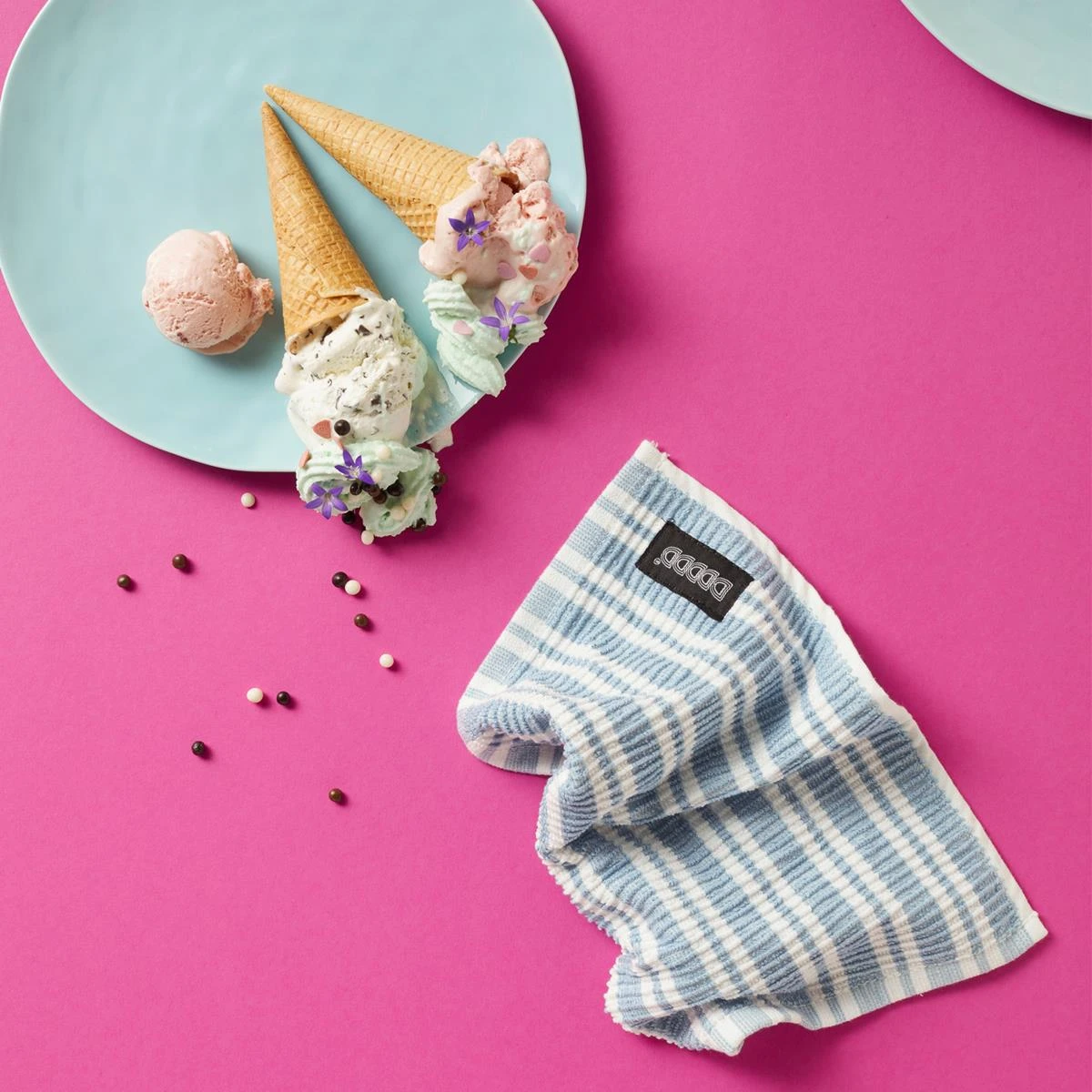 DDDDD Vaatdoek Basic Clean - 30x30cm - Pastelblauw Gestreept - 4 Stuks - Afbeelding 4