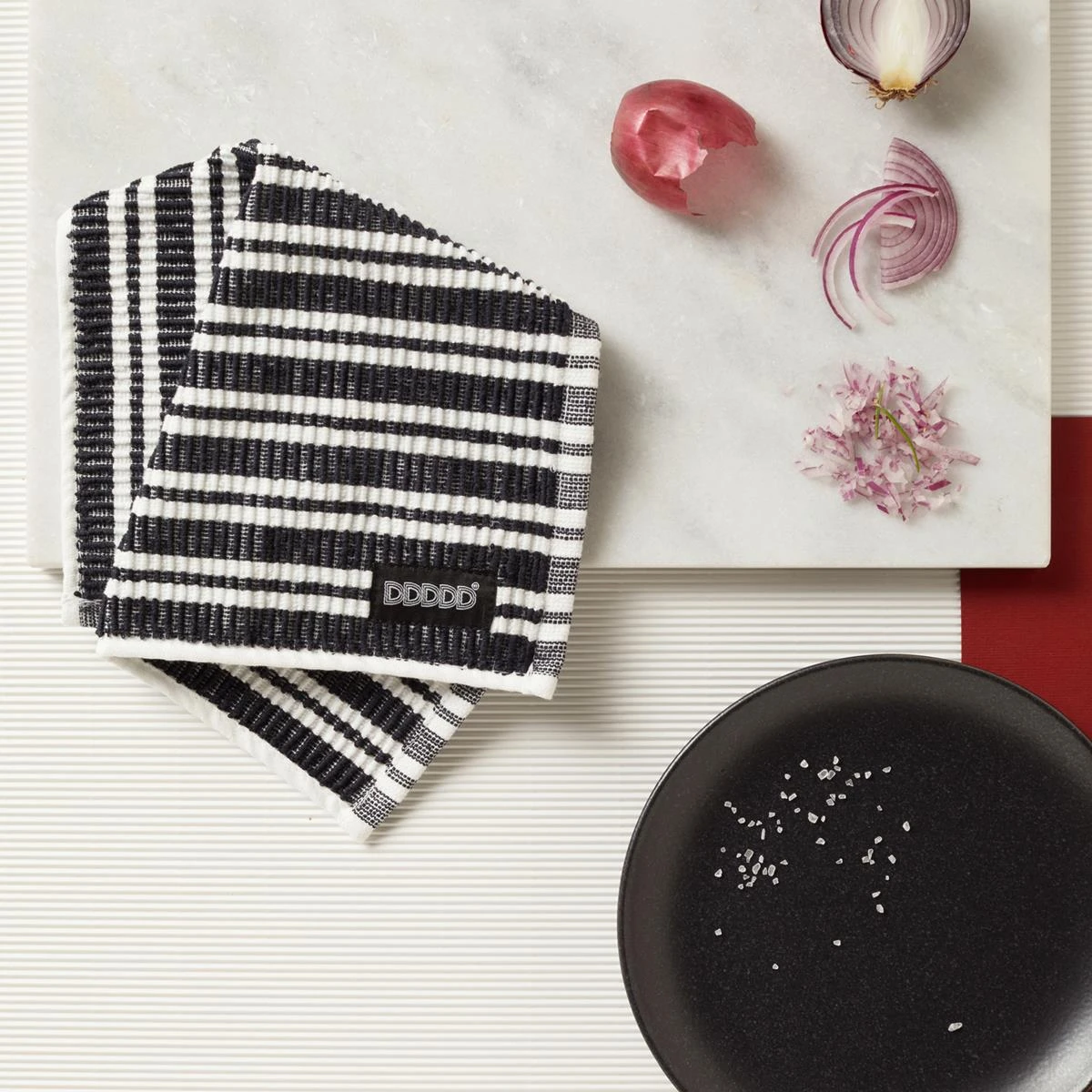 DDDDD Vaatdoek Basic Clean - 30x30cm - Zwart Gestreept - 4 Stuks - Afbeelding 4
