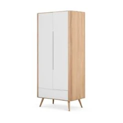 Gazzda Ena Wardrobe Houten Garderobekast Whitewash - 90 X 200 Cm