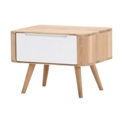Gazzda Ena Nightstand 55 Houten Nachtkastje Whitewash - 1 Lade
