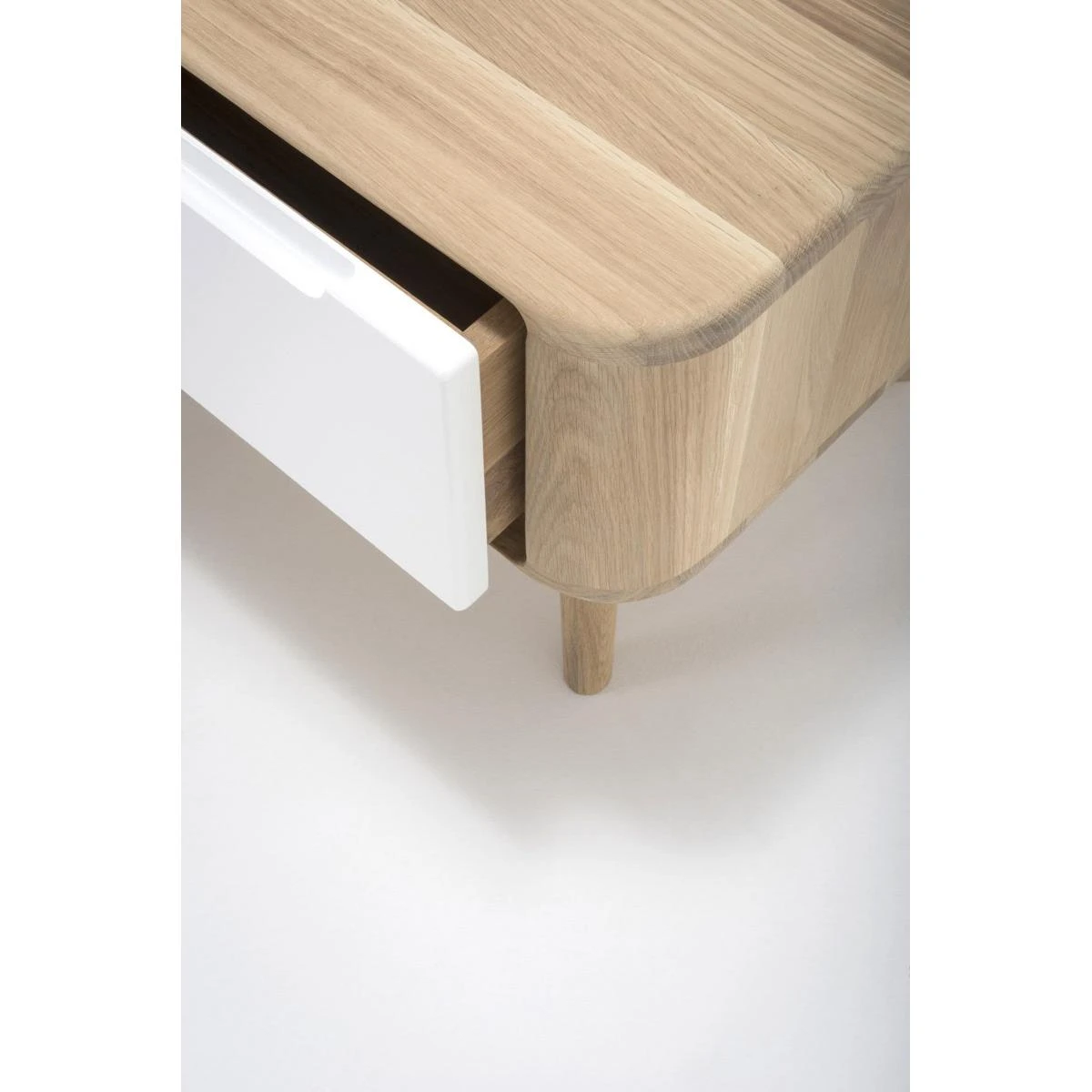 Gazzda Ena Nightstand 55 Houten Nachtkastje Whitewash - 1 Lade - Afbeelding 5