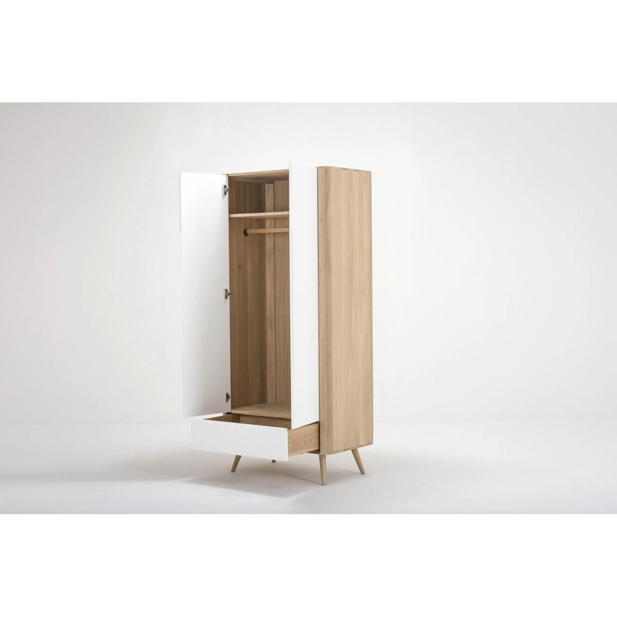 Gazzda Ena Wardrobe Houten Garderobekast Whitewash - 90 X 200 Cm - Afbeelding 10