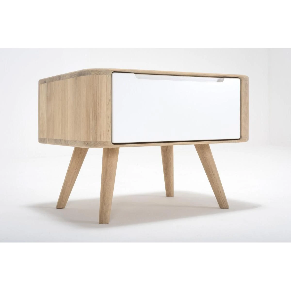 Gazzda Ena Nightstand 55 Houten Nachtkastje Whitewash - 1 Lade - Afbeelding 8