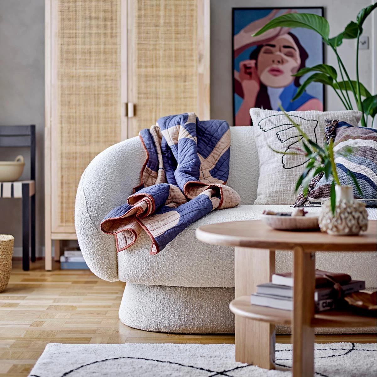 Bloomingville Roosi Plaid - 150 X 130 Cm - Blauw - Afbeelding 3