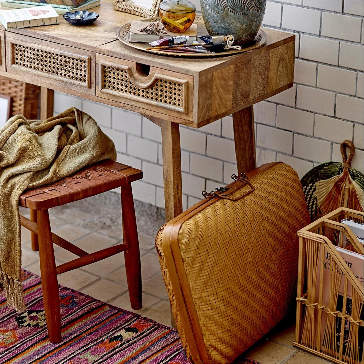 Bloomingville Thelma Plaid - 150 X 125 Cm - Geel - Afbeelding 3