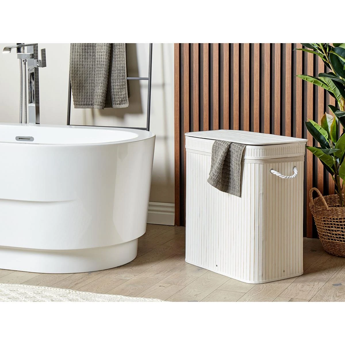 Beliani - KALTHOTA - Mand - Wit - Bamboehout - Afbeelding 2