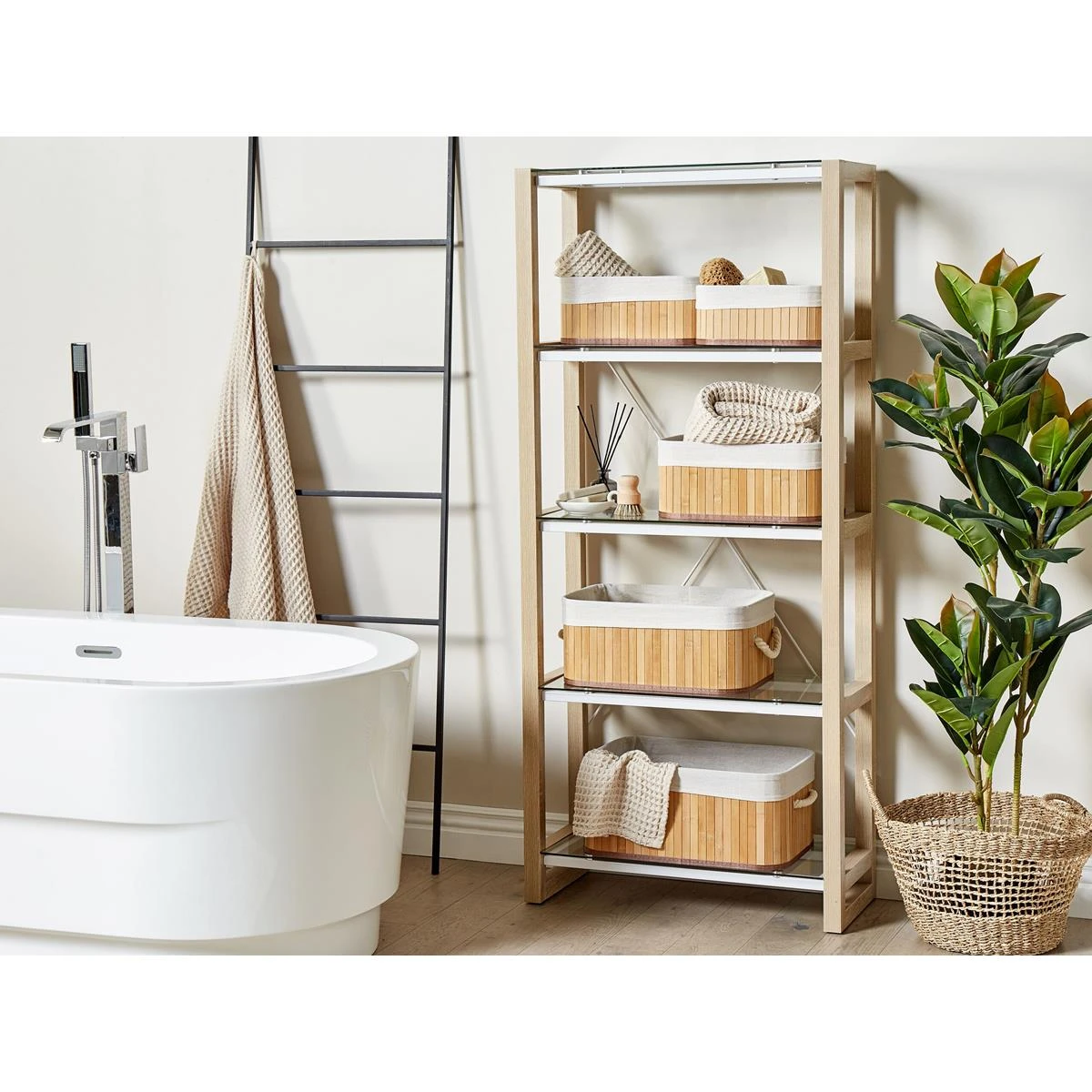 Beliani - TALPE - Manden Set Van 5 - Lichte Houtkleur - Bamboehout - Afbeelding 2