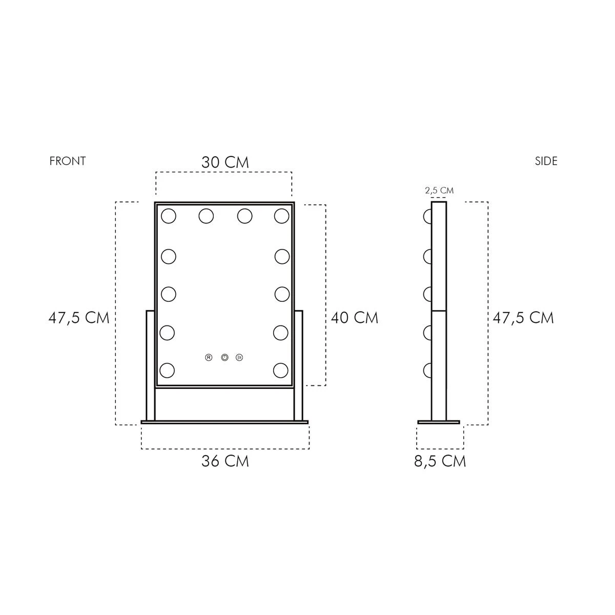 United Entertainment ® Hollywood Spiegel Met 12 LEDs - Zwart - Afbeelding 7