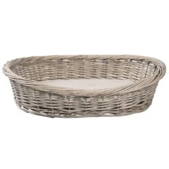 Clayre & Eef Hondenmand 74x57x19 Cm Grijs Rotan Ovaal Hondenbed