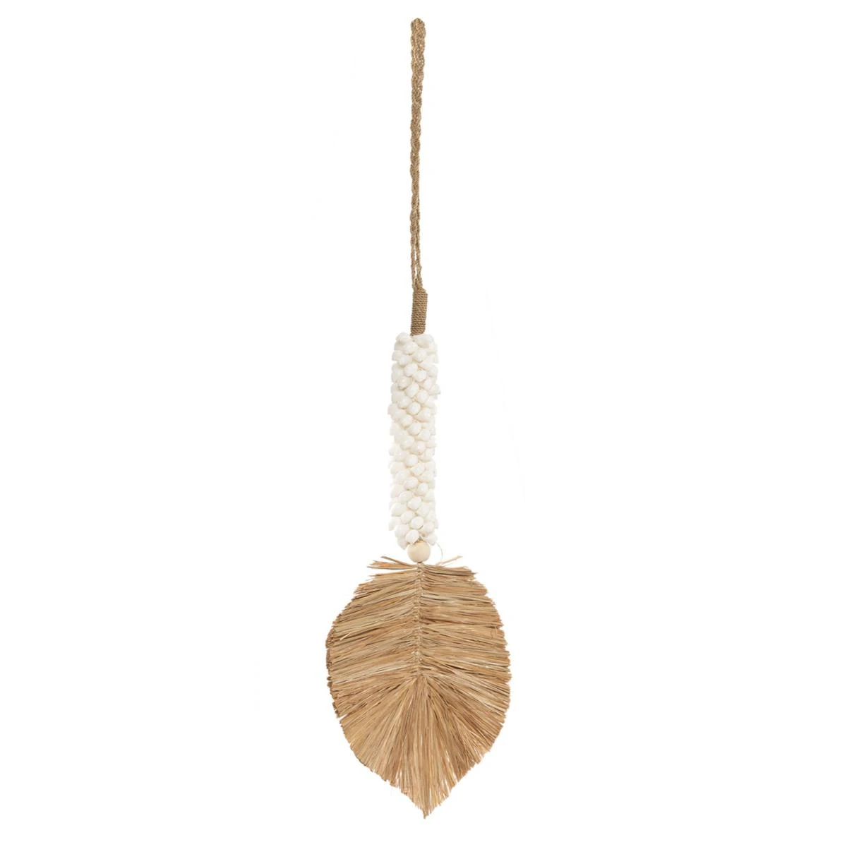 Bazar Bizar - De Raffia & Schelpen Hangdecoratie - Wit Naturel