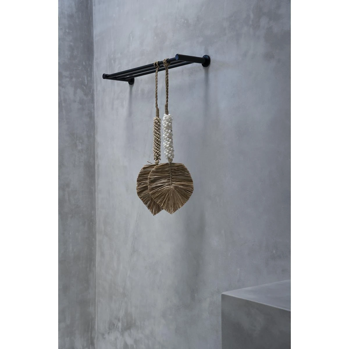 Bazar Bizar - De Raffia & Schelpen Hangdecoratie - Wit Naturel - Afbeelding 4