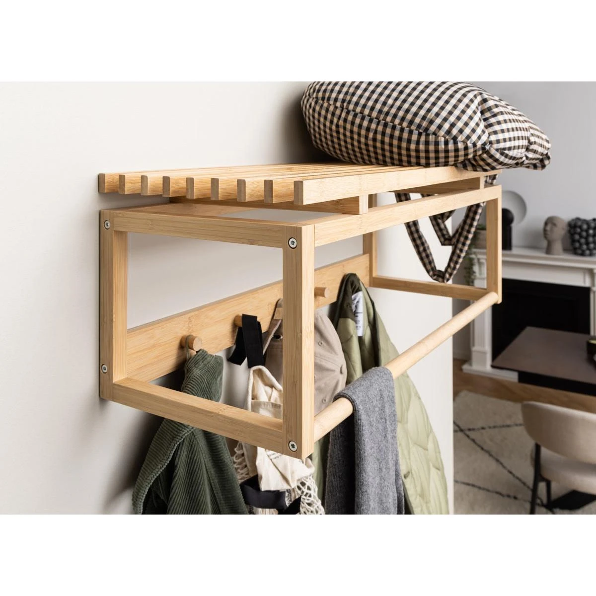 Lisomme Jort Bamboe Wandkapstok Naturel - 80 X 30 Cm - Afbeelding 5