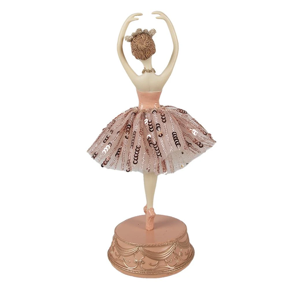 Clayre & Eef Muziekdoos Ballerina Ø 11x29 Cm Roze Polyresin - Afbeelding 3