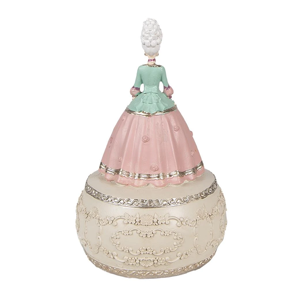 Clayre & Eef Muziekdoos Vrouw Ø 12x19 Cm Roze Polyresin - Afbeelding 3