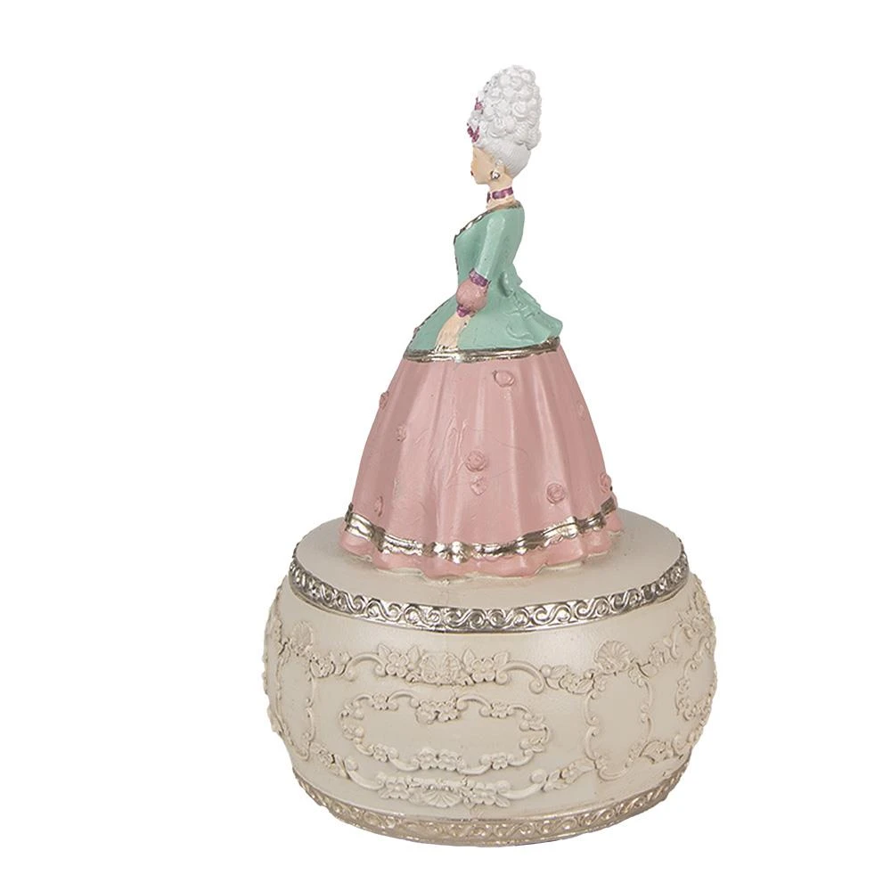 Clayre & Eef Muziekdoos Vrouw Ø 12x19 Cm Roze Polyresin - Afbeelding 2