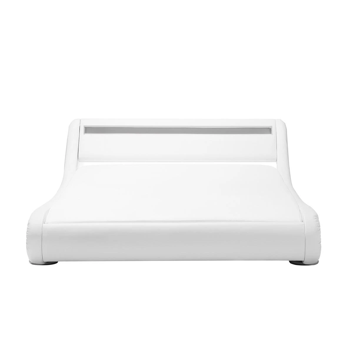 Beliani-AVIGNON-Futon Tweepersoonsbed-LED-Wit-160 X 200 Cm-Kunstleer - Afbeelding 6