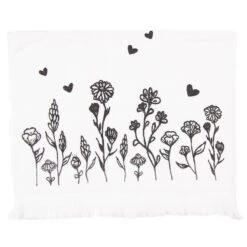 Clayre & Eef Gastendoekje 40x66 Cm Wit Zwart Katoen Bloemen Toilet