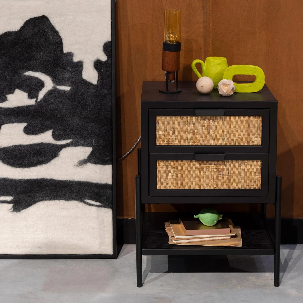 Dutchbone Yasu Nachtkastje - Zwart - Afbeelding 2