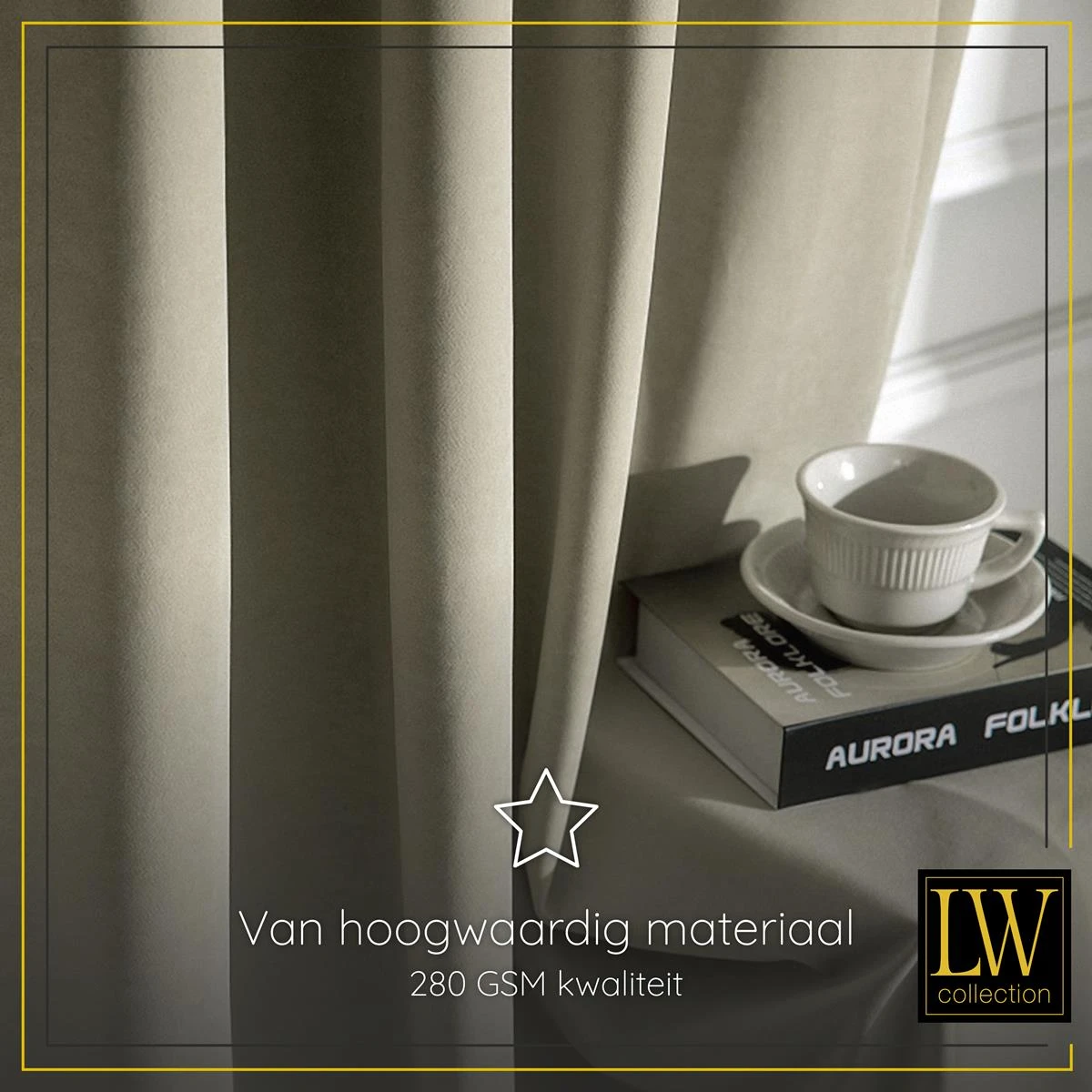LW Collection Kant En Klare Gordijnen Taupe 140x225cm - Afbeelding 4