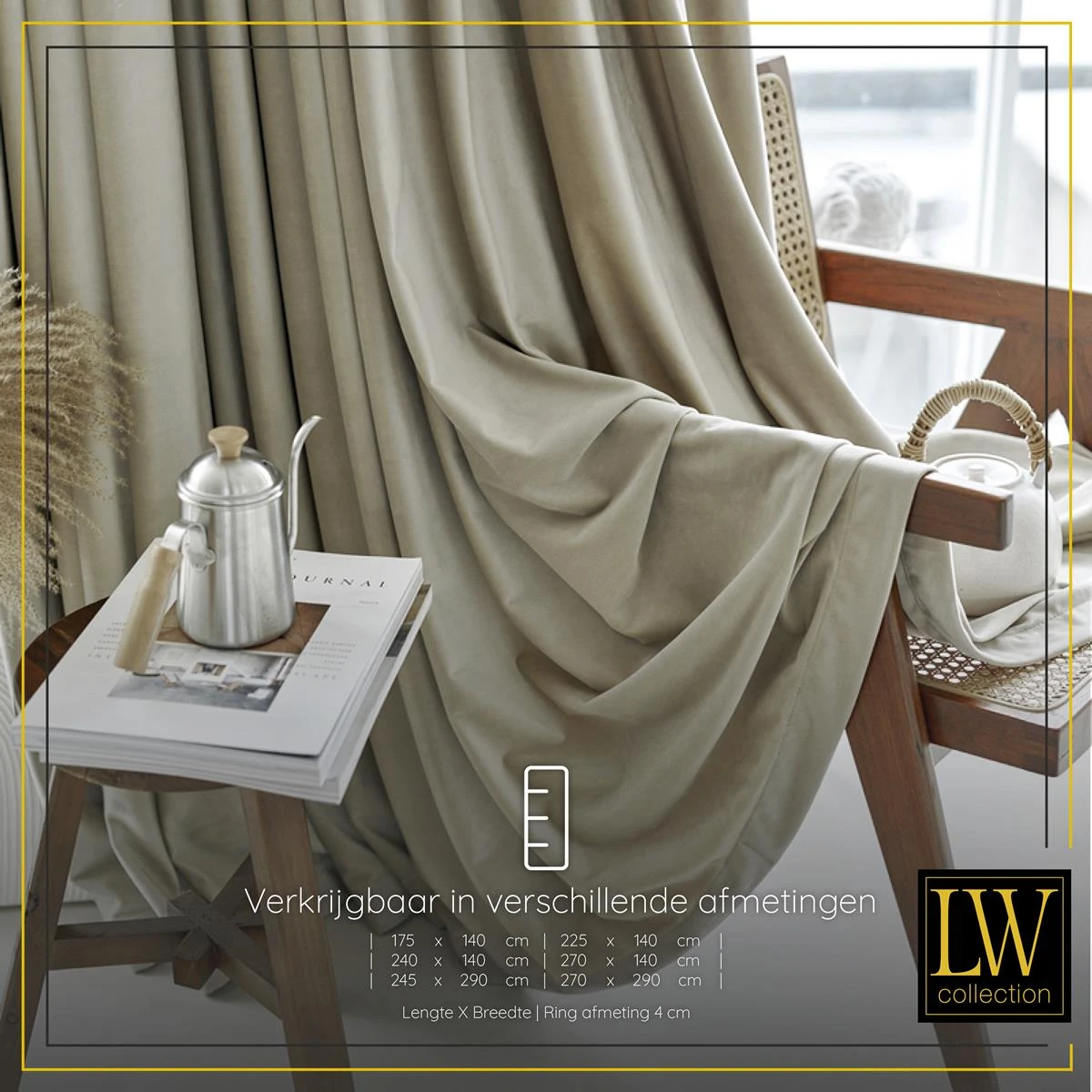 LW Collection Kant En Klare Gordijnen Taupe 140x225cm - Afbeelding 5