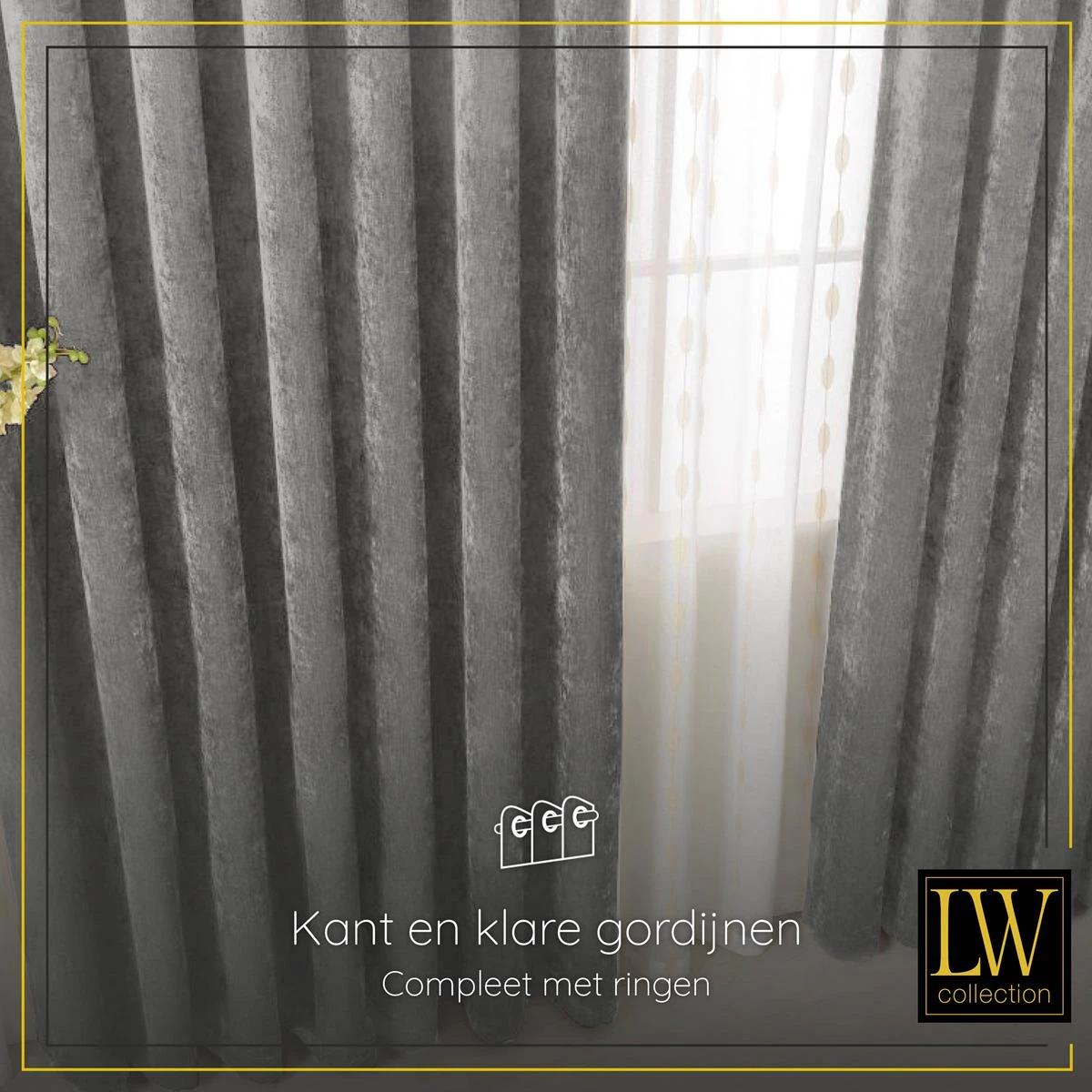 LW Collection Kant En Klaar Gordijnen Grijs 140x225cm - Afbeelding 5