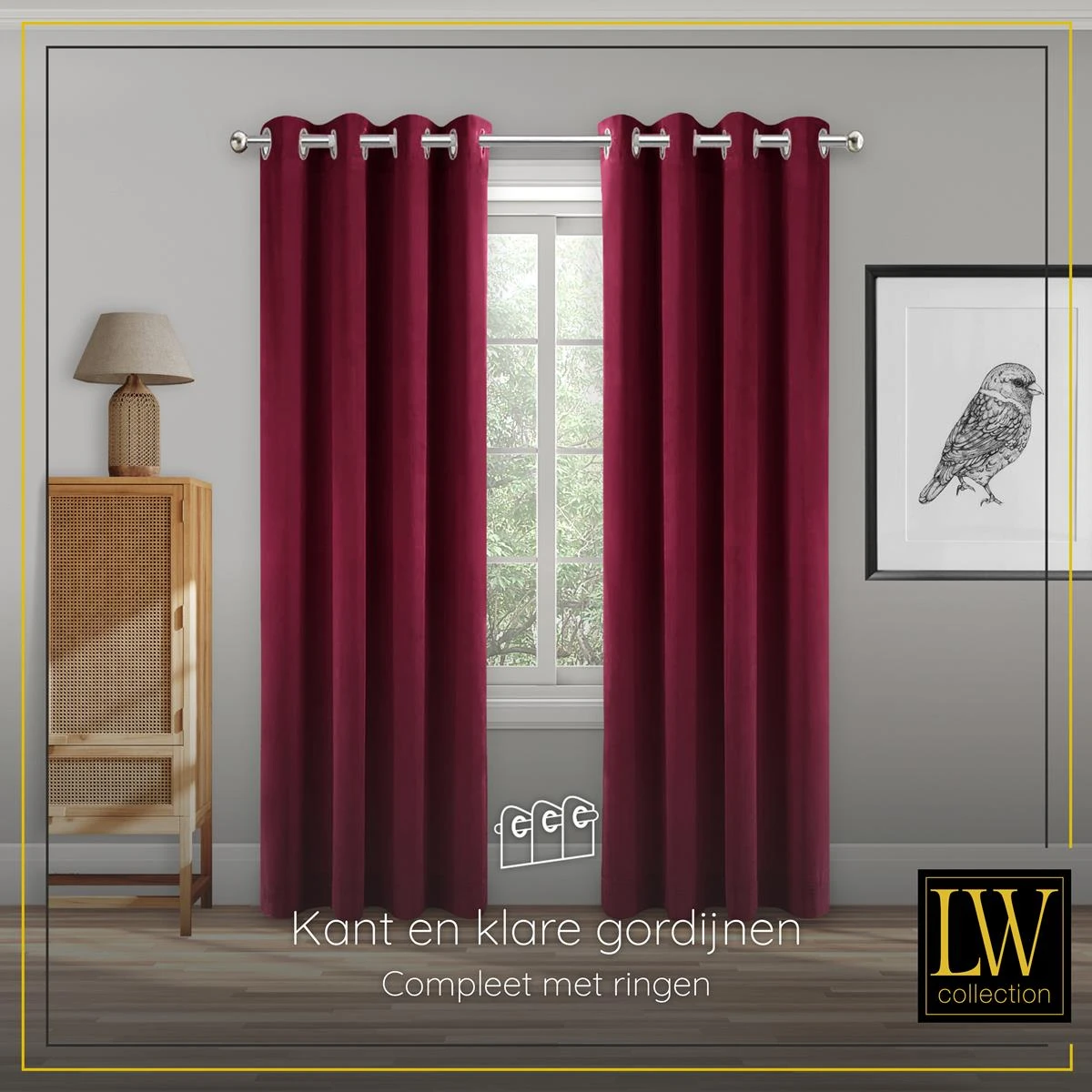 LW Collection Kant En Klaar Gordijnen Rood 140x225cm - Afbeelding 9