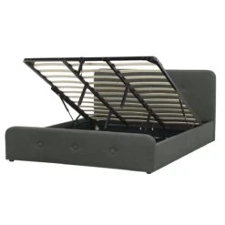 Beliani-RENNES -Bed Met Opbergruimte-Donkergrijs-180x200 Cm-Polyester