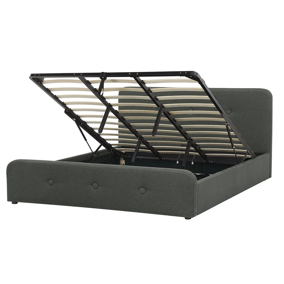 Beliani-RENNES -Bed Met Opbergruimte-Donkergrijs-180x200 Cm-Polyester