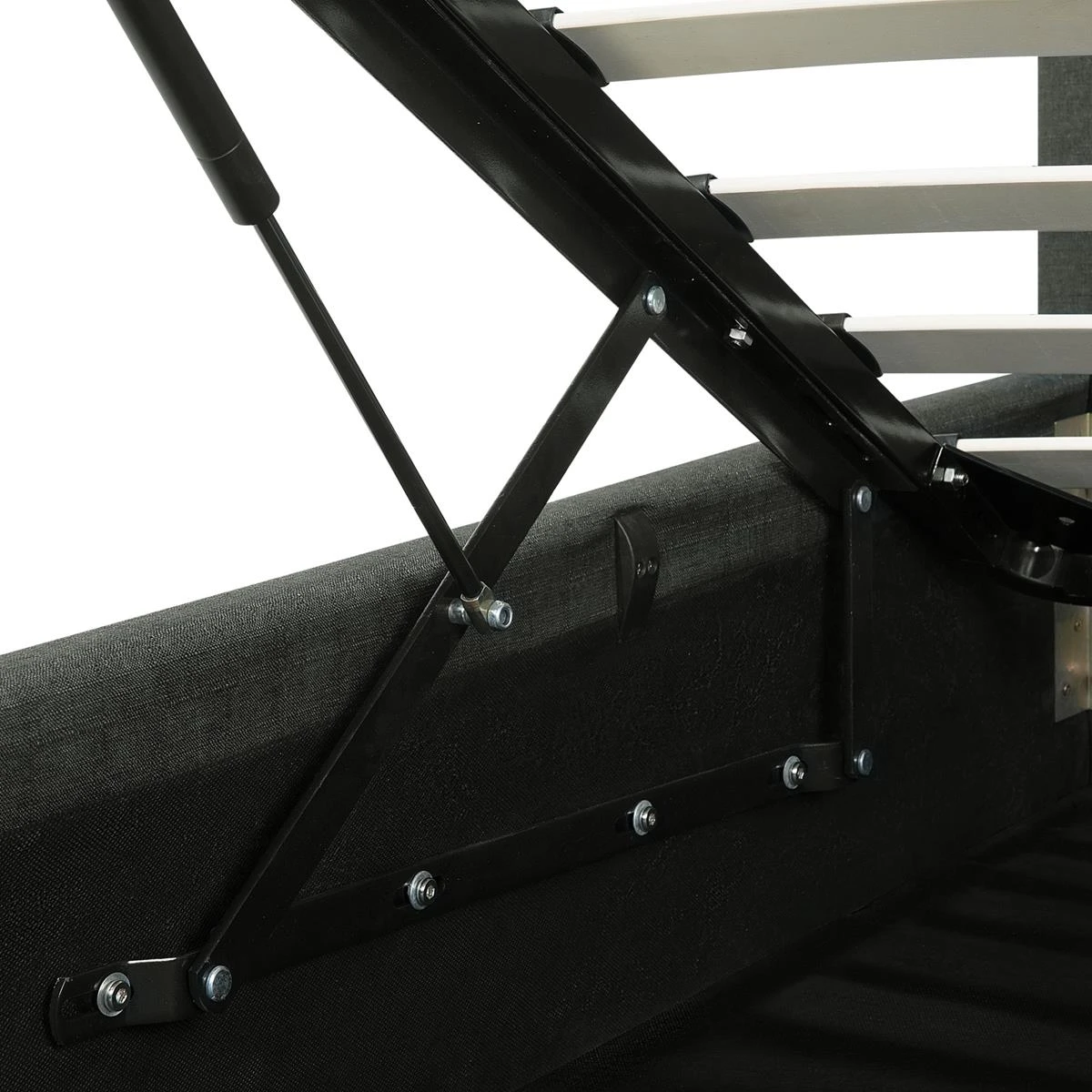 Beliani-RENNES -Bed Met Opbergruimte-Donkergrijs-180x200 Cm-Polyester - Afbeelding 6