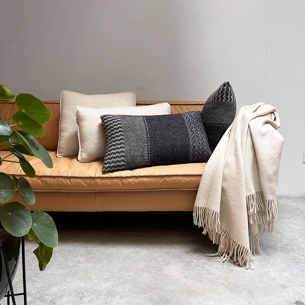 Malagoon Recycled Wool Plaid 131 X 170 Cm - Abbey White - Afbeelding 2