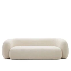 Kave Home Martina 3-Zitsbank Van Gebroken Witte Schapenvacht