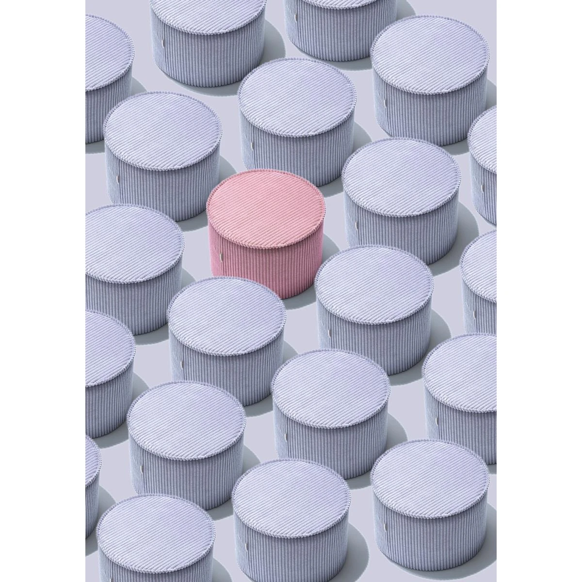 WigiWama Poofy - Kinderpoef - Pink Mousse - Roze - Ribfluweel - Afbeelding 9